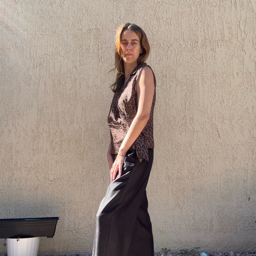 Women's cheetah top and black capri set